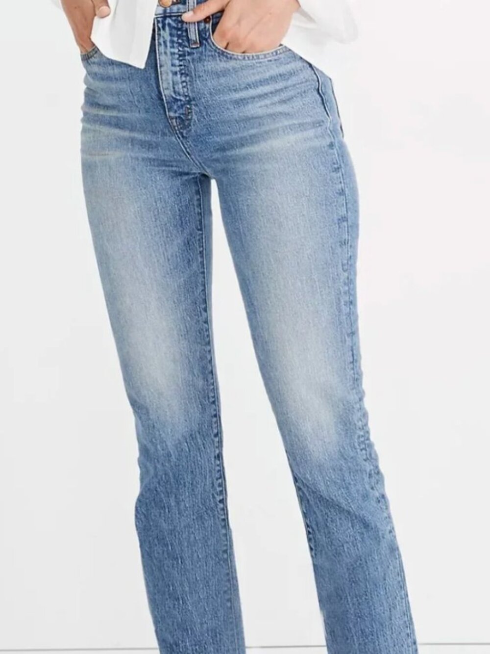 Madewell The Perfect Vintage Jean Ainsworth Wash Denim Raw Hem Size 27 Petite